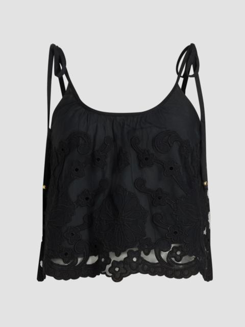 RAMY BROOK Women's Elsie Embroidered Crop Top - Black Embroidery