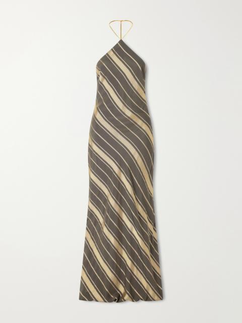Stella McCartney Striped Silk-blend Halter Neck Maxi Dress