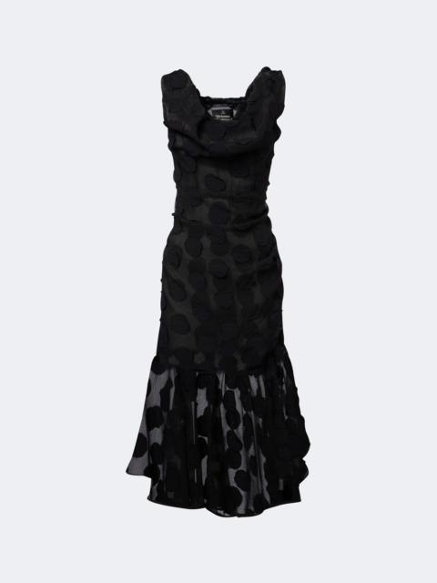 Vivienne Westwood Gennie Frill draped polka-dot crêpe midi dress