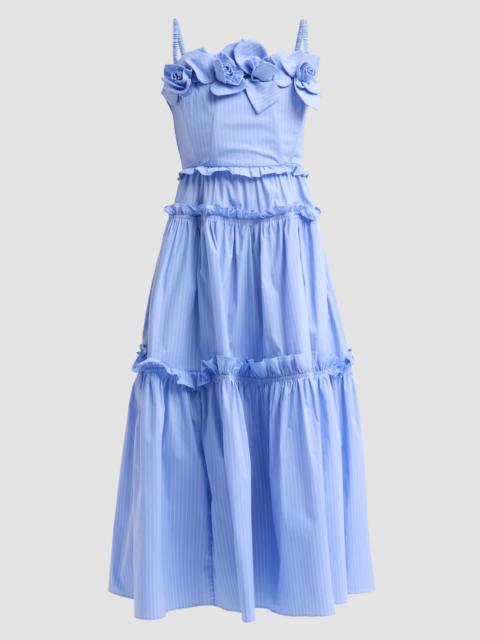 AKNVAS Women's Rach Poplin Midi Dress - Blue Pinstripe