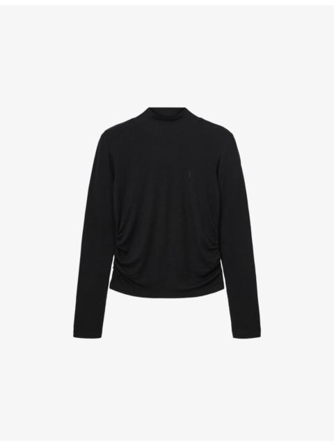 ALLSAINTS Rina roll-neck long-sleeve stretch-woven top