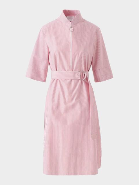 AKRIS Pinstriped Cotton Poplin Shirtdress