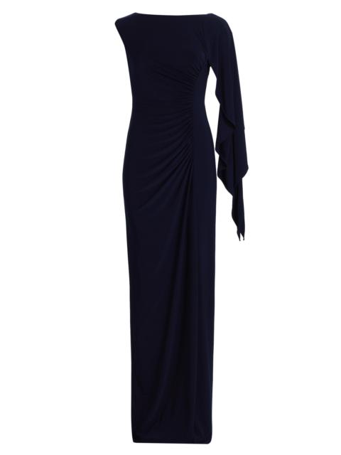 AMSALE Women's Draped One-Sleeve Gown - Navy