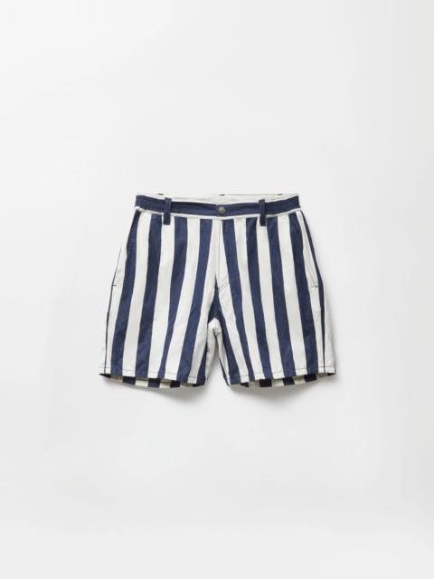 VERSACE Striped Cotton Denim Shorts
