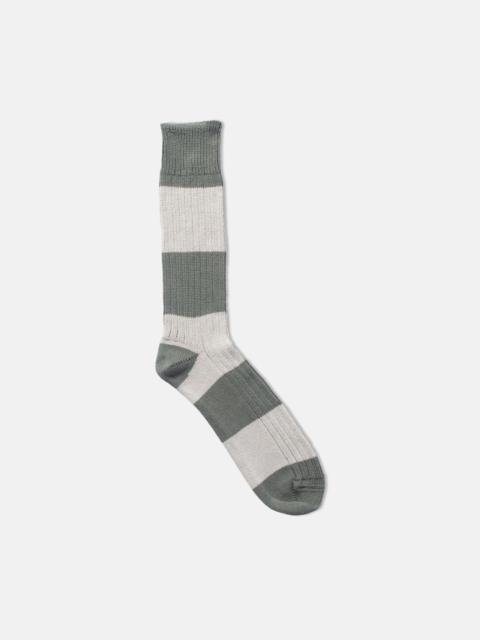 J. PRESS CREAM & KHAKI RUGBY STRIPE COTTON SOCKS