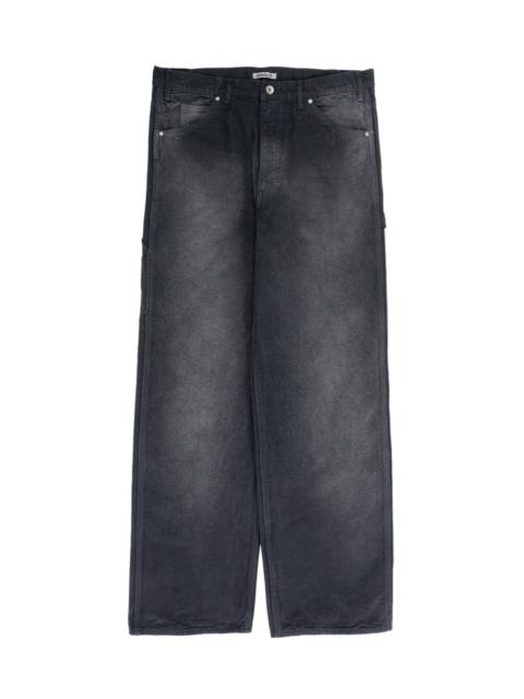 AURALEE Garment Dyed Organic Cotton Duck Painter Pants Faded Black