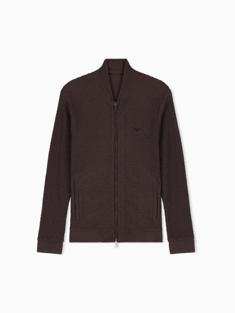 EMPORIO ARMANI EMBOSSED TWO-WAY STRETCH JERSEY BLOUSON