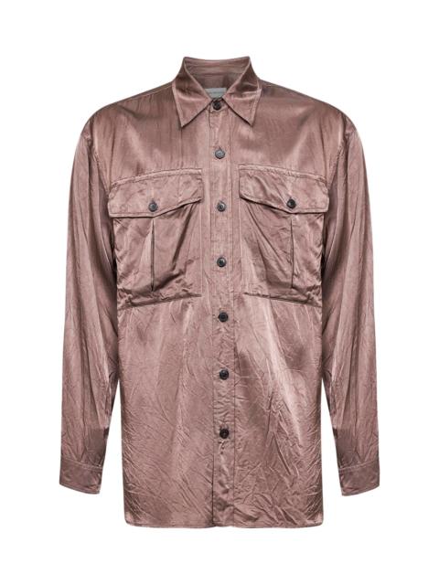 Dries Van Noten Old rose viscose and cotton shirt with chest pockets