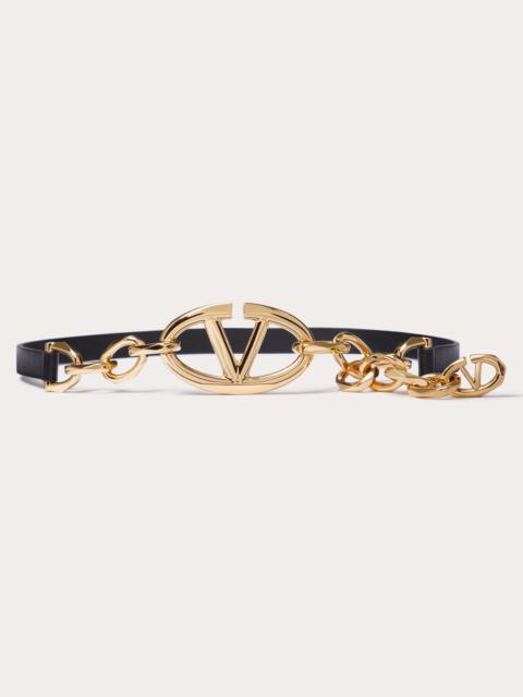 Valentino VLOGO SIGNATURE SHINY CALFSKIN BELT WITH CHAIN