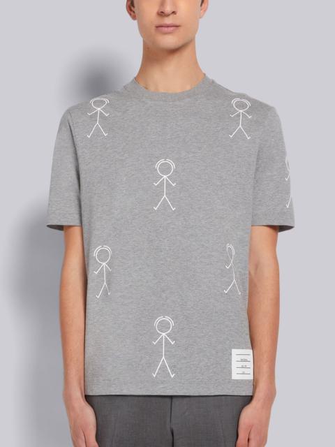 Thom Browne Light Grey Midweight Jersey Half Drop Mr. Thom Icon Print Tee