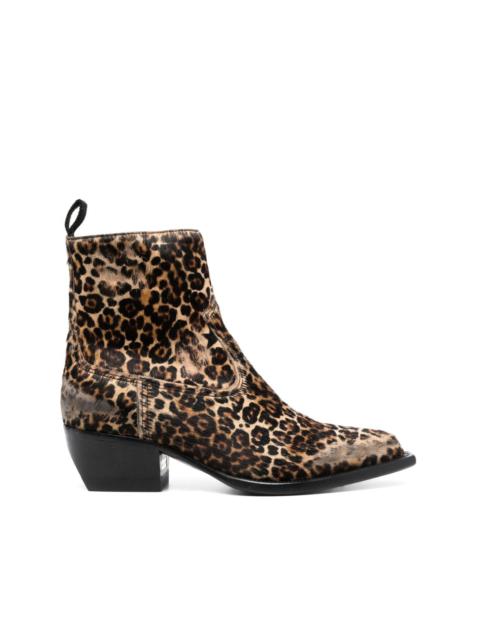 leopard-print 50mm distressed boots