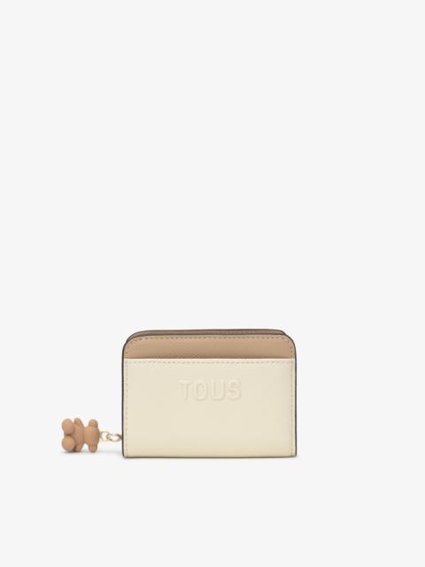 TOUS Medium beige and sand-colored Card wallet TOUS Doble Audree Saffiano