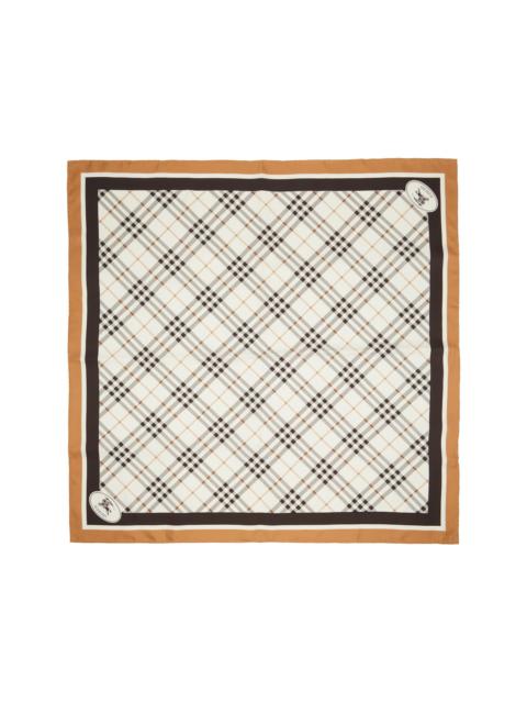 Burberry Off-White Check Knight Stamp Silk Scarf