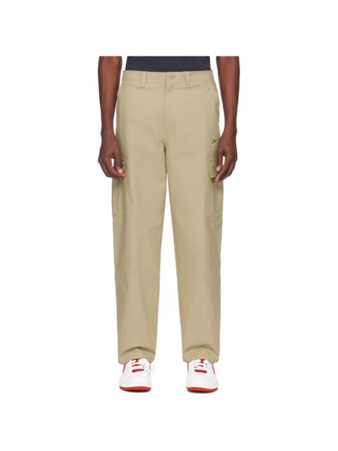 Khaki Embroidered Cargo Pants