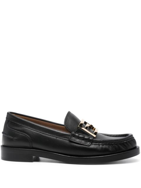 FENDI Black Baguette Leather Loafers