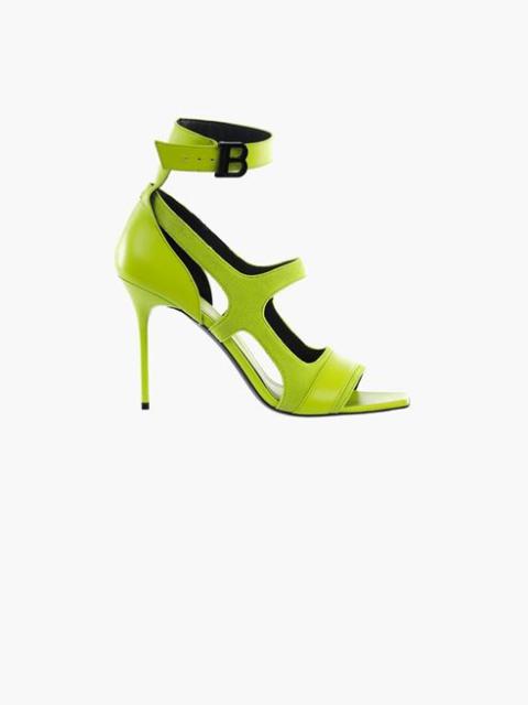 Lime green leather and knit Selena sandals