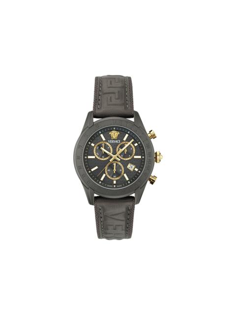 Versace Chrono Master Leather Watch 'Gun'