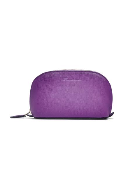 Purple Saffiano leather pouch