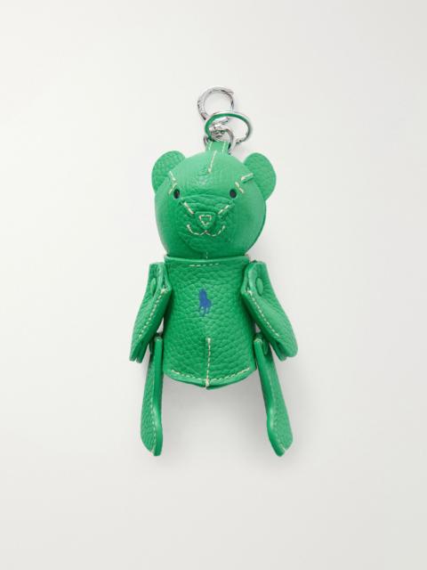 Polo Ralph Lauren Bear textured-leather and silver-tone bag charm Green