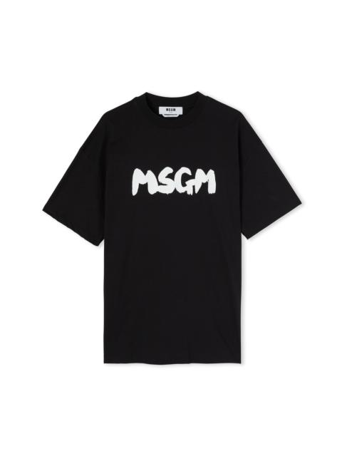Cotton crewneck t-shirt with new brushed MSGM logo
