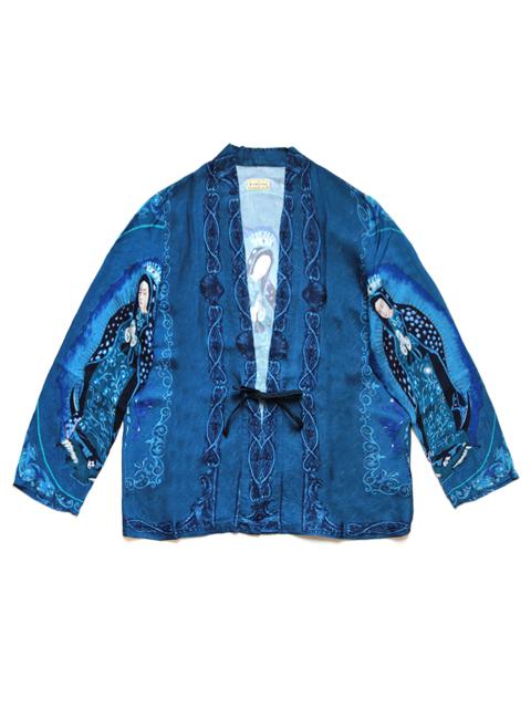 RAYON VIRGIN MARY KIMONO SHIRT - TURQUOISE