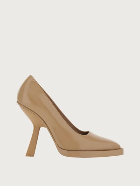 FERRAGAMO PUMPS WITH SHAPED HEEL