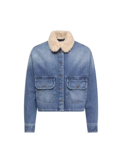 Moncler TEDDY TRIM DENIM SHIRT