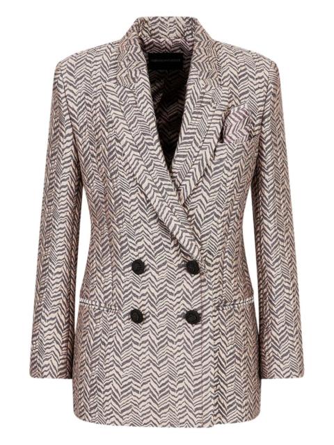 EMPORIO ARMANI herringbone double-breasted blazer