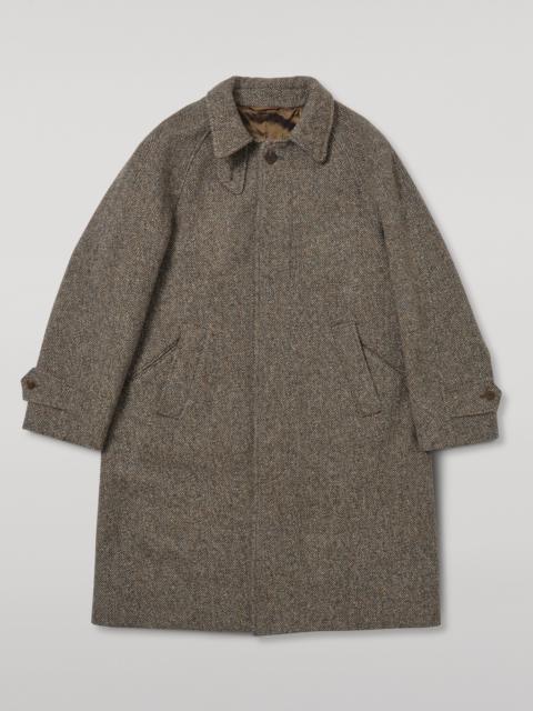 Johnstons of Elgin Balmacaan Rust & Petrol Herringbone Coat