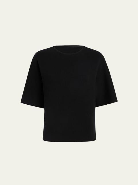 KHAITE Warren Elbow-Sleeve Wool-Blend Top