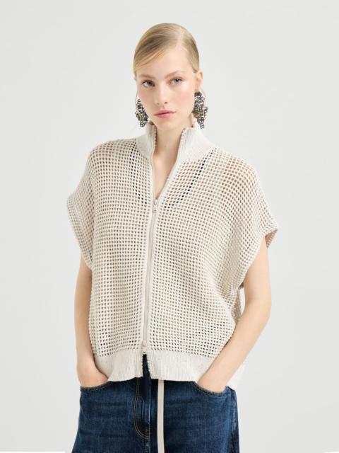 Brunello Cucinelli Cotton net cardigan with dazzling details