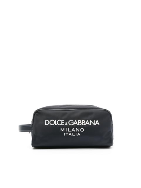 logo-embossed wash bag