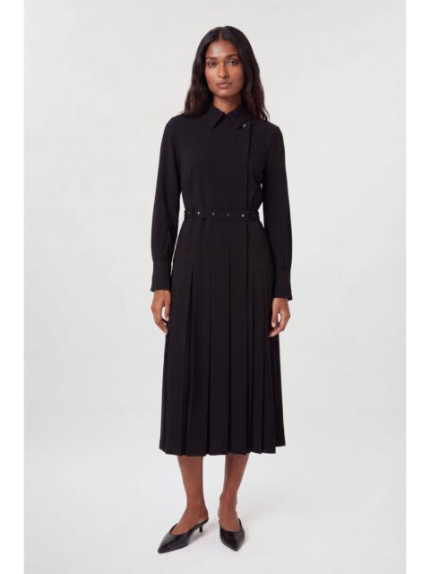 KAREN MILLEN Tailored Crepe Pleated Kilted Midi Dress
