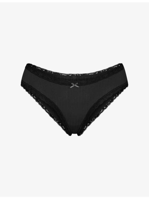 SKIMS Pointelle Lace Stretch-Cotton Briefs
