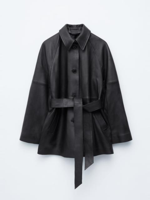& Other Stories Tie-Belt Leather Coat