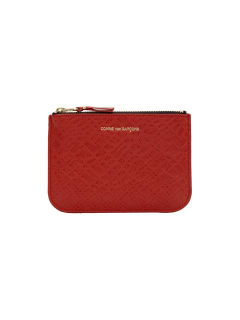 Comme Des Garçons Red Small Embossed Roots Pouch