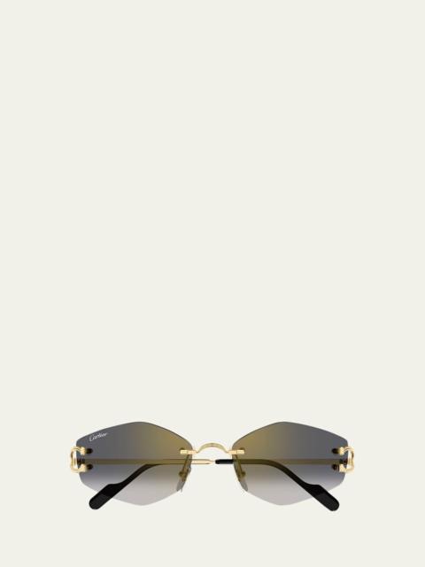 Cartier Decor Classic C de Cartier 56mm Rimless Geometric Metal Sunglasses