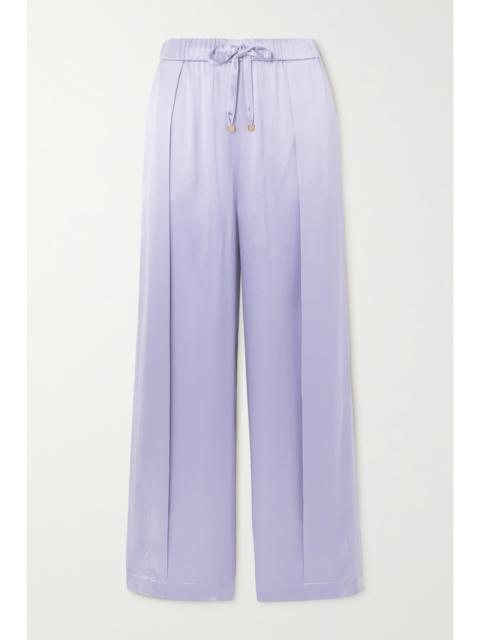Loewe Anagram Pleated Embroidered Silk-satin Pants