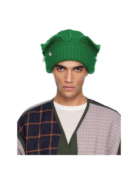CHARLES JEFFREY LOVERBOY Green Mohair Chunky Ears Beanie