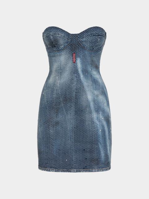 DSQUARED2 STRETCH DENIM HOLLYWOOD MINI DRESS