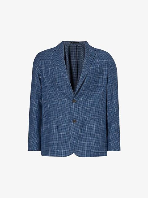 Checked single-breasted regular-fit wool jacket