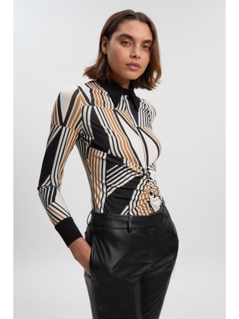 KAREN MILLEN Geo Print Crepe Shirt