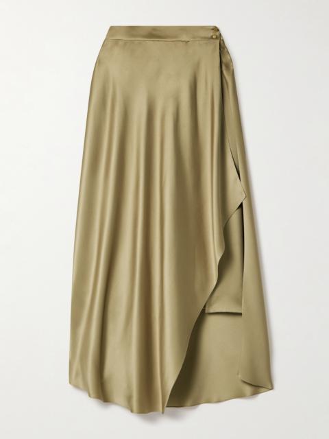 Loro Piana Layered Silk-satin Midi Skirt