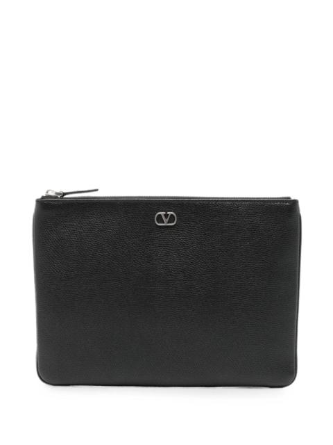 Valentino Pouch Valentino Garavani VLogo Signature in burgundy calfskin