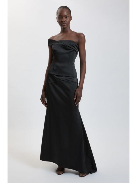 KAREN MILLEN Tailored Satin Drape FishTail Maxi Skirt