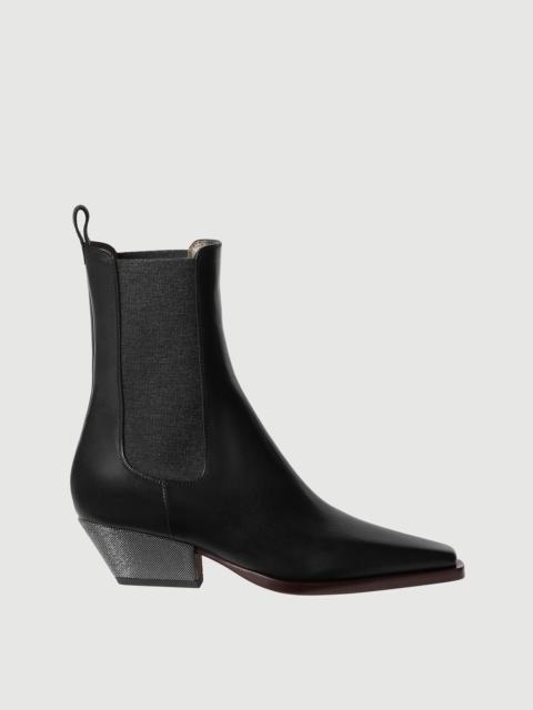 Brunello Cucinelli Riding leather chelsea boots with precious heels