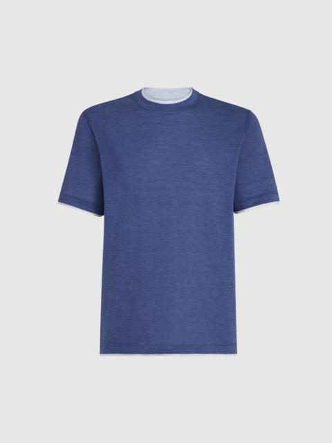 Brunello Cucinelli Silk and cotton jersey crew neck T-shirt with faux-layering