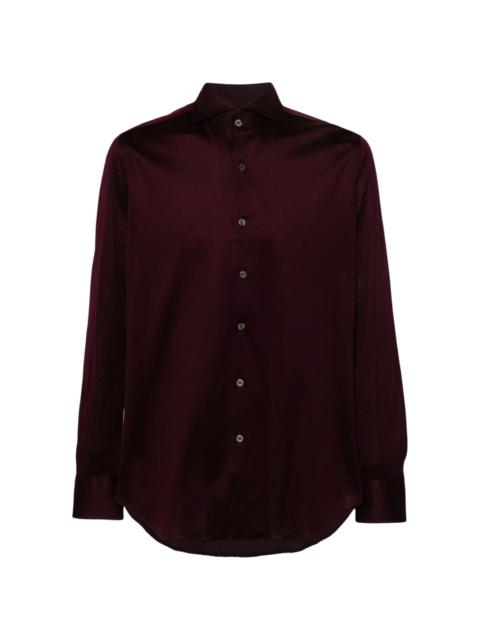 spread-collar cotton shirt