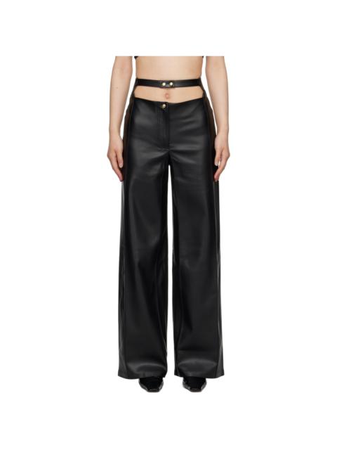 BEVZA Black High-Rise Faux-Leather Trousers