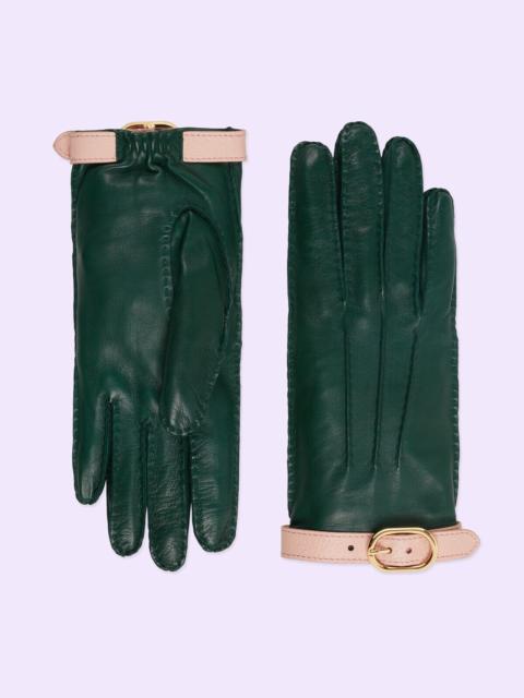 GUCCI Leather gloves with buckle